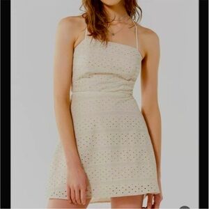 Urban Outfitters Twin Leaf Eyelet Mini Dress Medium